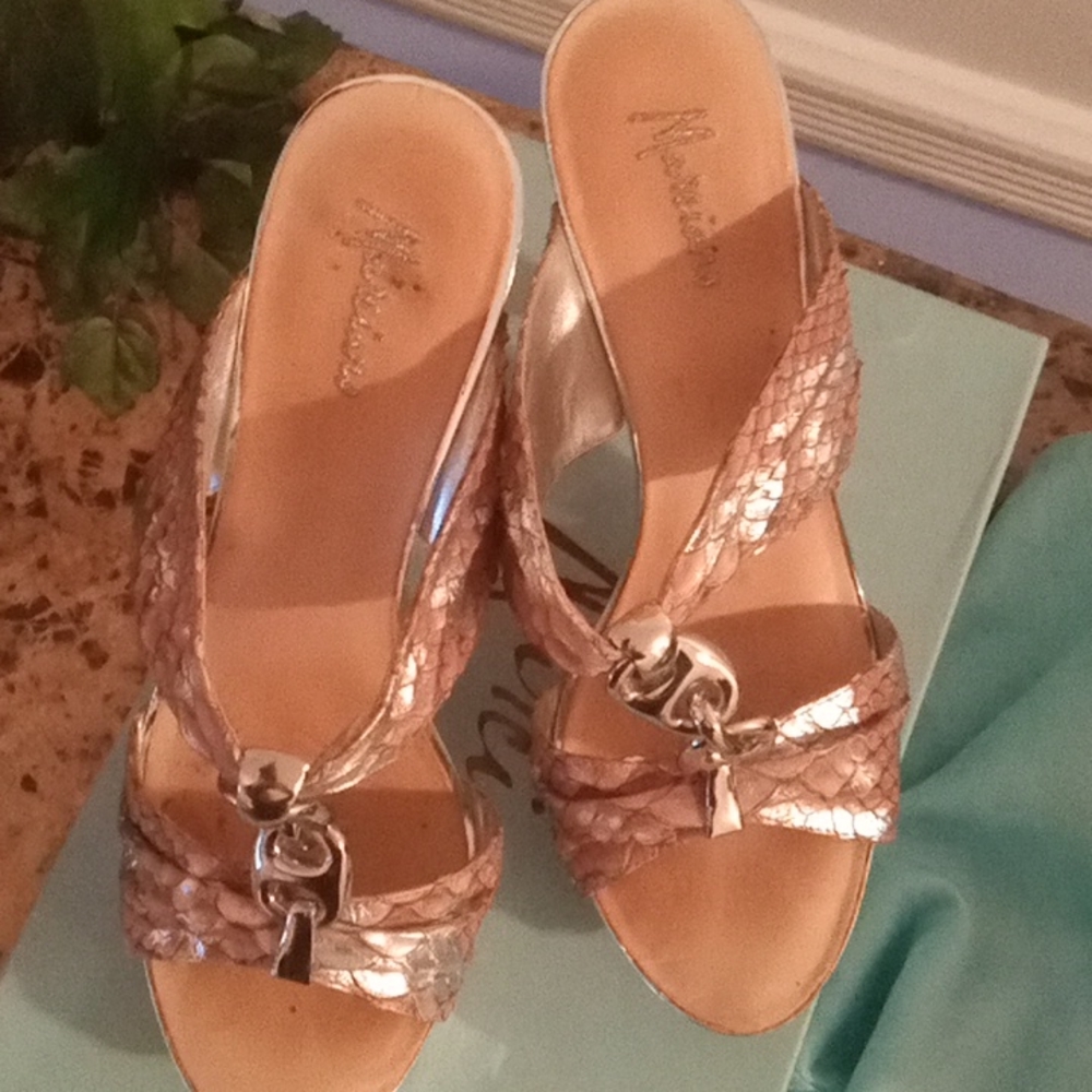 Marciano snake skin platforms with a heel original box and dust bags